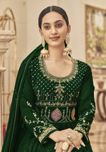 Green Color Heavy Faux Georgette With Sequence Work Anarkali Salwar Suit - Joshindia