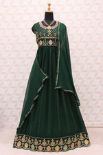 Green Color Heavy Faux Georgette With Sequence Work Anarkali Salwar Suit - Joshindia