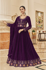 Purple Color Heavy Faux Georgette With Sequence Work Anarkali Salwar Suit - Joshindia