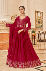 Pink Color Heavy Faux Georgette With Sequence Work Anarkali Salwar Suit - Joshindia