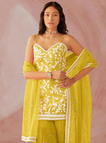 Yellow Color Hevey Faux Georgette With Embroidery And Mirror Work Fancy Palazzo suit - Joshindia