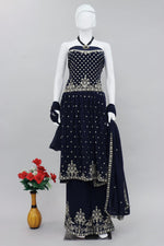 Neavy Blue Color Embroidered Designer Palazzo Salwar Kameez - Joshindia