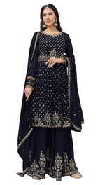 Neavy Blue Color Embroidered Designer Palazzo Salwar Kameez - Joshindia