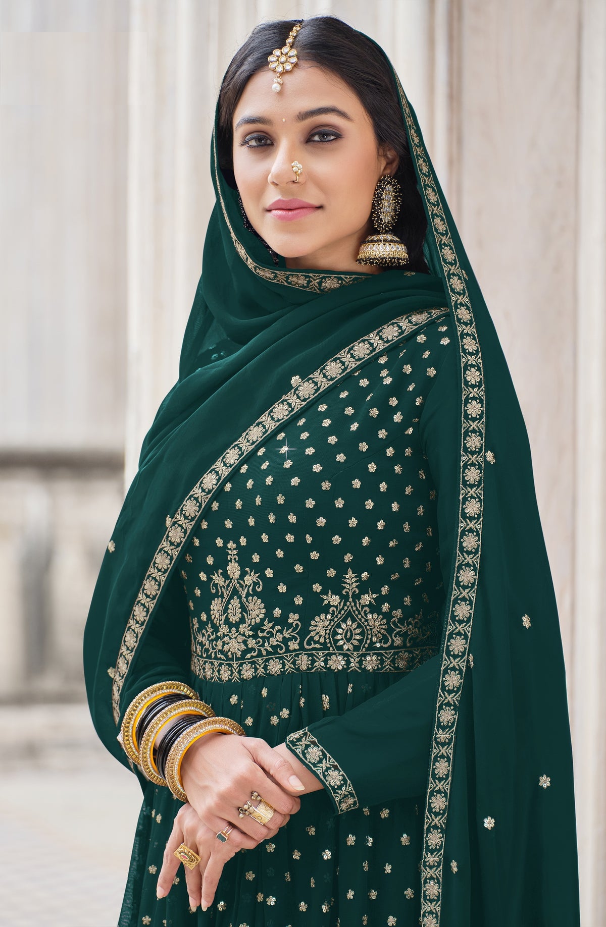 Green Color Embroidered Designer Palazzo Salwar Kameez - Joshindia