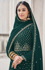 Green Color Embroidered Designer Palazzo Salwar Kameez - Joshindia