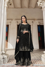 Black Color Embroidered Designer Palazzo Salwar Kameez - Joshindia
