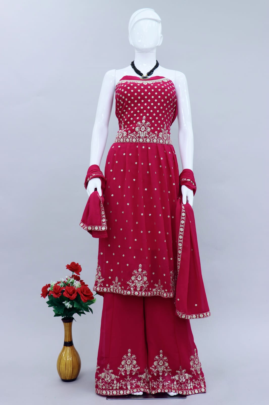 Pink Color Embroidered Designer Palazzo Salwar Kameez - Joshindia