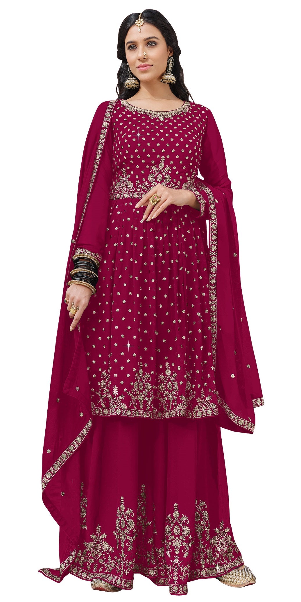Pink Color Embroidered Designer Palazzo Salwar Kameez - Joshindia