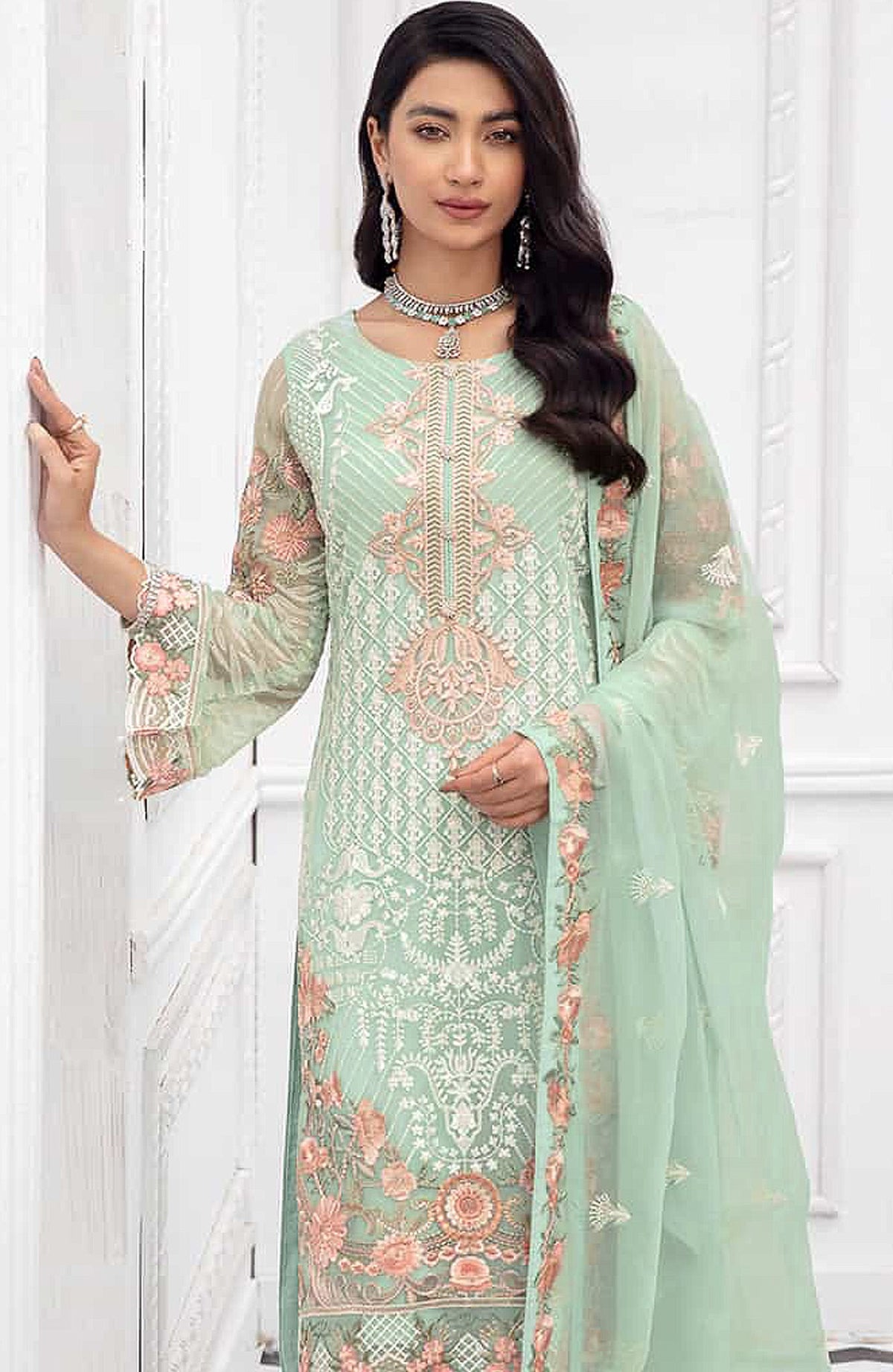 Pista Color Faux Georgette Straight Salwar Suit - Joshindia