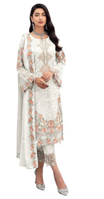 White Color Faux Georgette Straight Salwar Suit - Joshindia