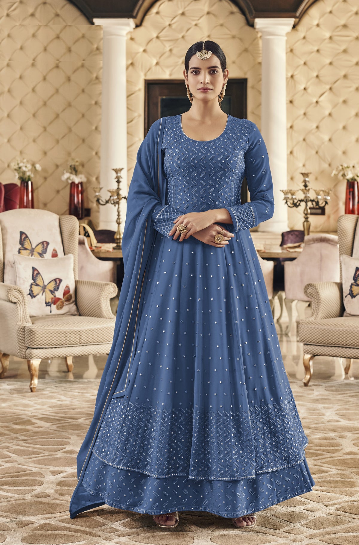 Blue Color long Anarkali Salwar Suit - Joshindia