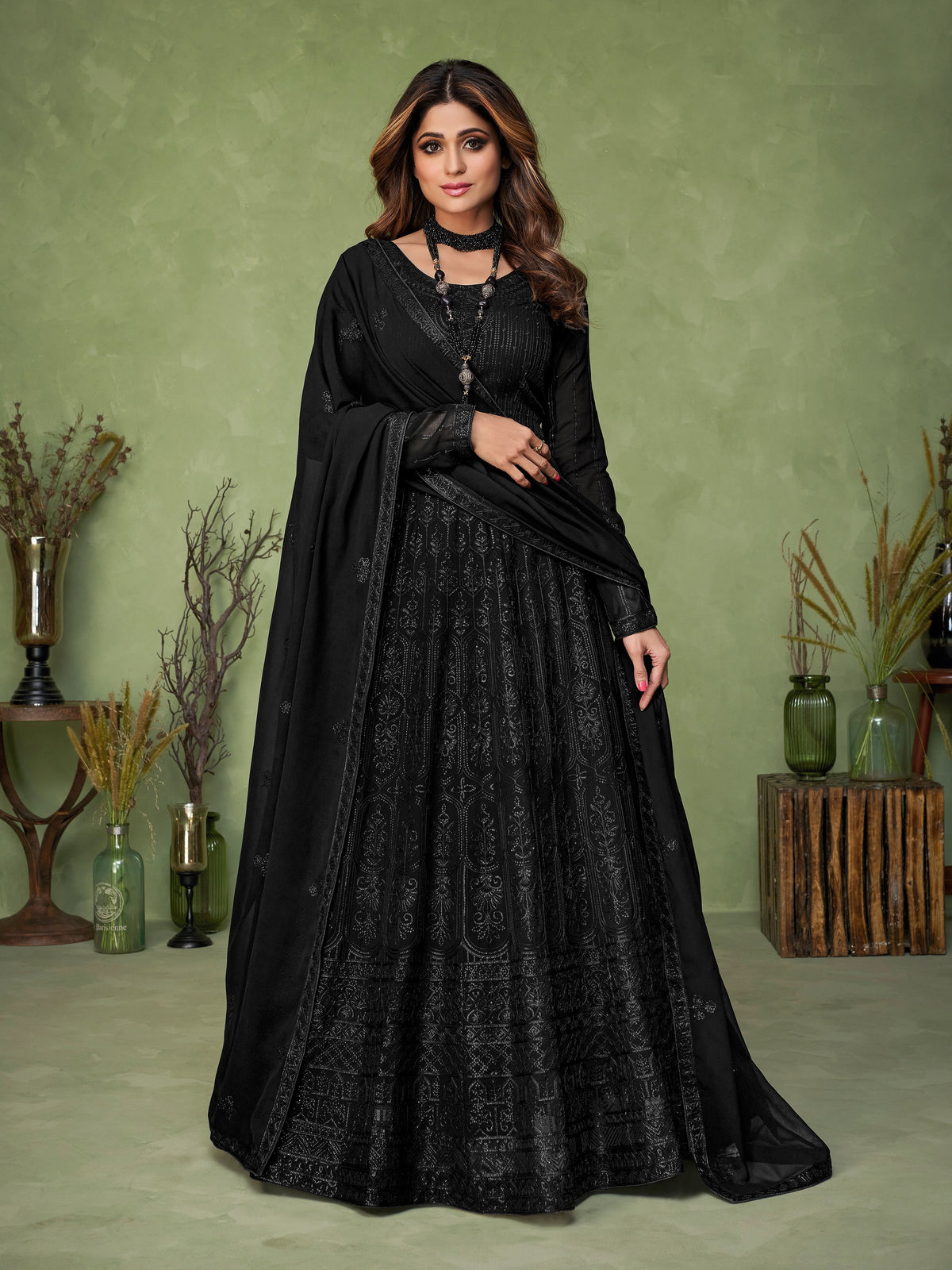 Black Color Heavy Sequence Work Anarkali Salwar Suit - Joshindia