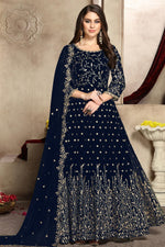 Blue Color Heavy Fox Georgette Long Anarkali Salwar Suit - Joshindia