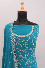 Sky Blue Color Heavy Fox Georgette Long Anarkali Salwar Suit - Joshindia