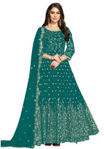 Sky Blue Color Heavy Fox Georgette Long Anarkali Salwar Suit - Joshindia