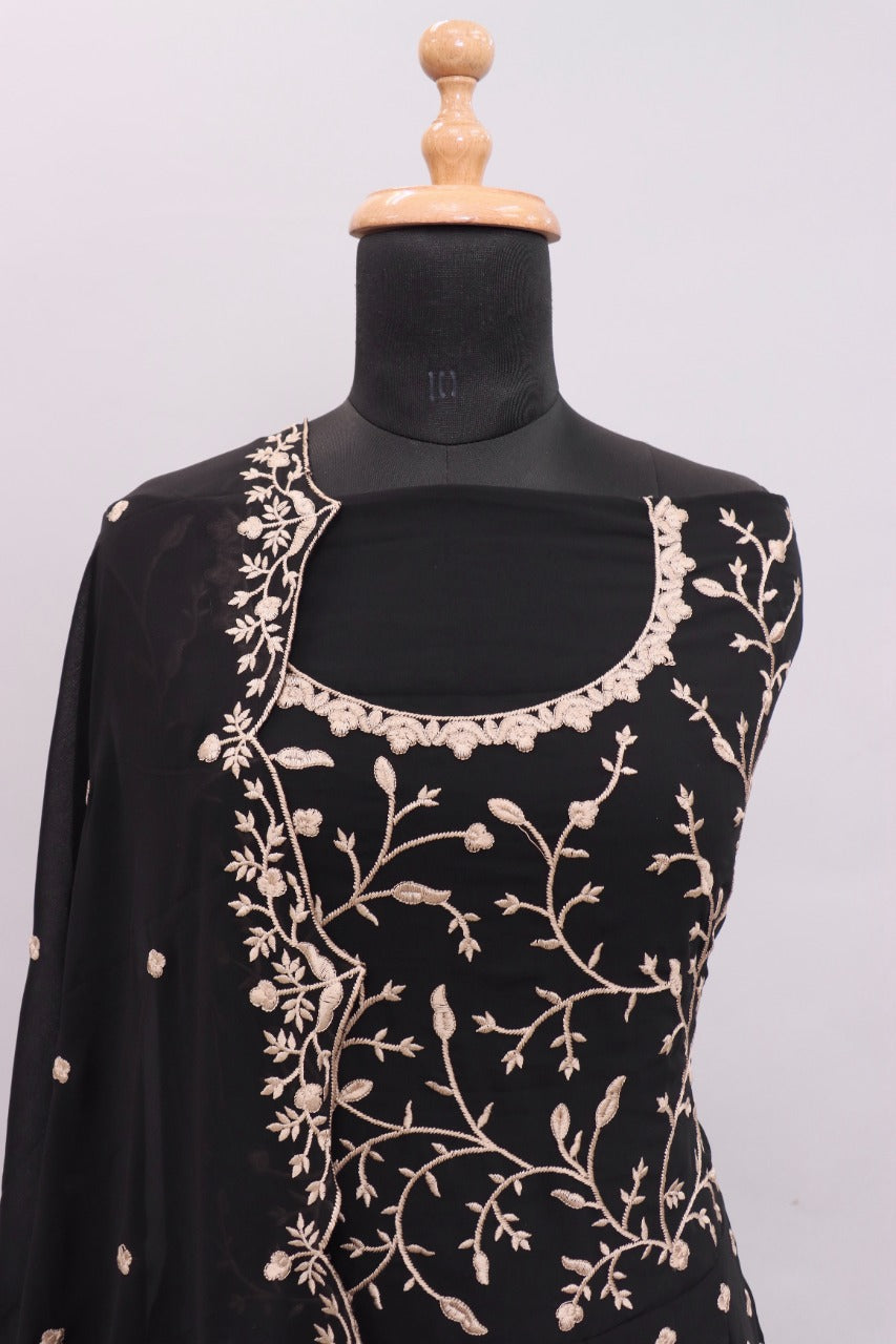 Black Color Heavy Fox Georgette Long Anarkali Salwar Suit - Joshindia
