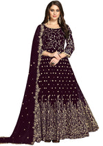 Purple Color Heavy Fox Georgette Long Anarkali Salwar Suit - Joshindia