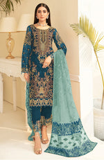 Sea Blue Color Heavy Georgette Straight Salwar Suit - Joshindia
