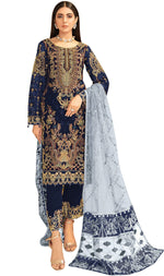 Blue Color Heavy Georgette Straight Salwar Suit - Joshindia