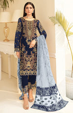 Blue Color Heavy Georgette Straight Salwar Suit - Joshindia