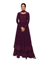 Purple Color Faux Georgette Anarakali Long Salwar Suit - Joshindia