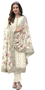 White Color Georgette Straight Salwar Suit - Joshindia