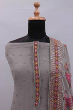 Grey Color Georgette Straight Salwar Suit - Joshindia