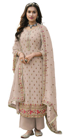 Beige Color Georgette Straight Palazzo Salwar Suit - Joshindia