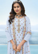 White Color Georgette Straight Palazzo Salwar Suit - Joshindia