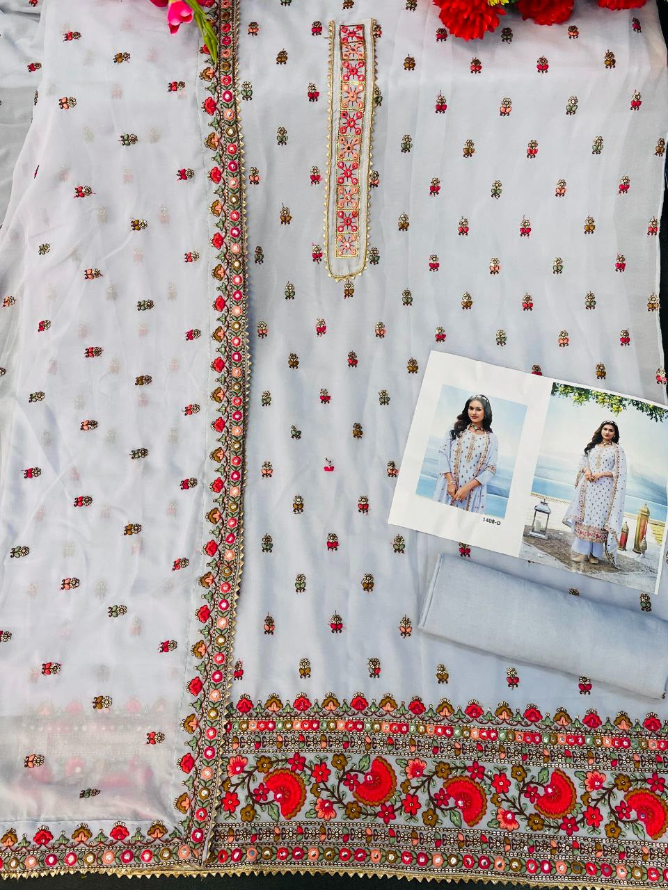 White Color Georgette Straight Palazzo Salwar Suit - Joshindia