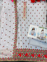 White Color Georgette Straight Palazzo Salwar Suit - Joshindia