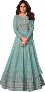 Sky Blue Color Faux Georgette Long Anarakali salwar Suit - Joshindia