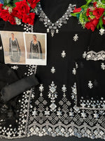 Black Color Faux Georgette With Cotton Mirror Work Sharara Salwar suit - Joshindia