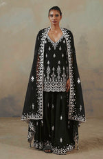 Black Color Faux Georgette With Cotton Mirror Work Sharara Salwar suit - Joshindia