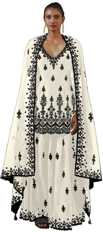 White Color Faux Georgette With Cotton Mirror Work Sharara Salwar suit - Joshindia