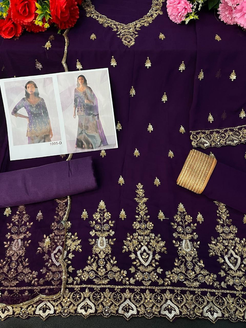 Violet Color Heavy Georgette With Sequence Work Sharara suit - Joshindia