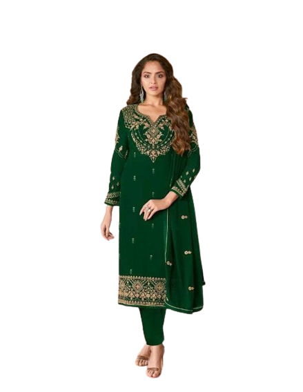 Green Color Georgette With Embroidery Work Salwar Suit - Joshindia