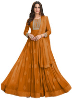 Yellow Color faux Georgette With Embroidery Long Anarkali Suit - Joshindia