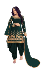 Green Color faux Georgette With Mirror Work Patiyala Salwar Suit - Joshindia