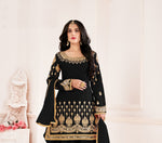 Black Color faux Georgette With Mirror Work Patiyala Salwar Suit - Joshindia