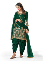 Green faux Georgette Patiyala Salwar Suit - Joshindia