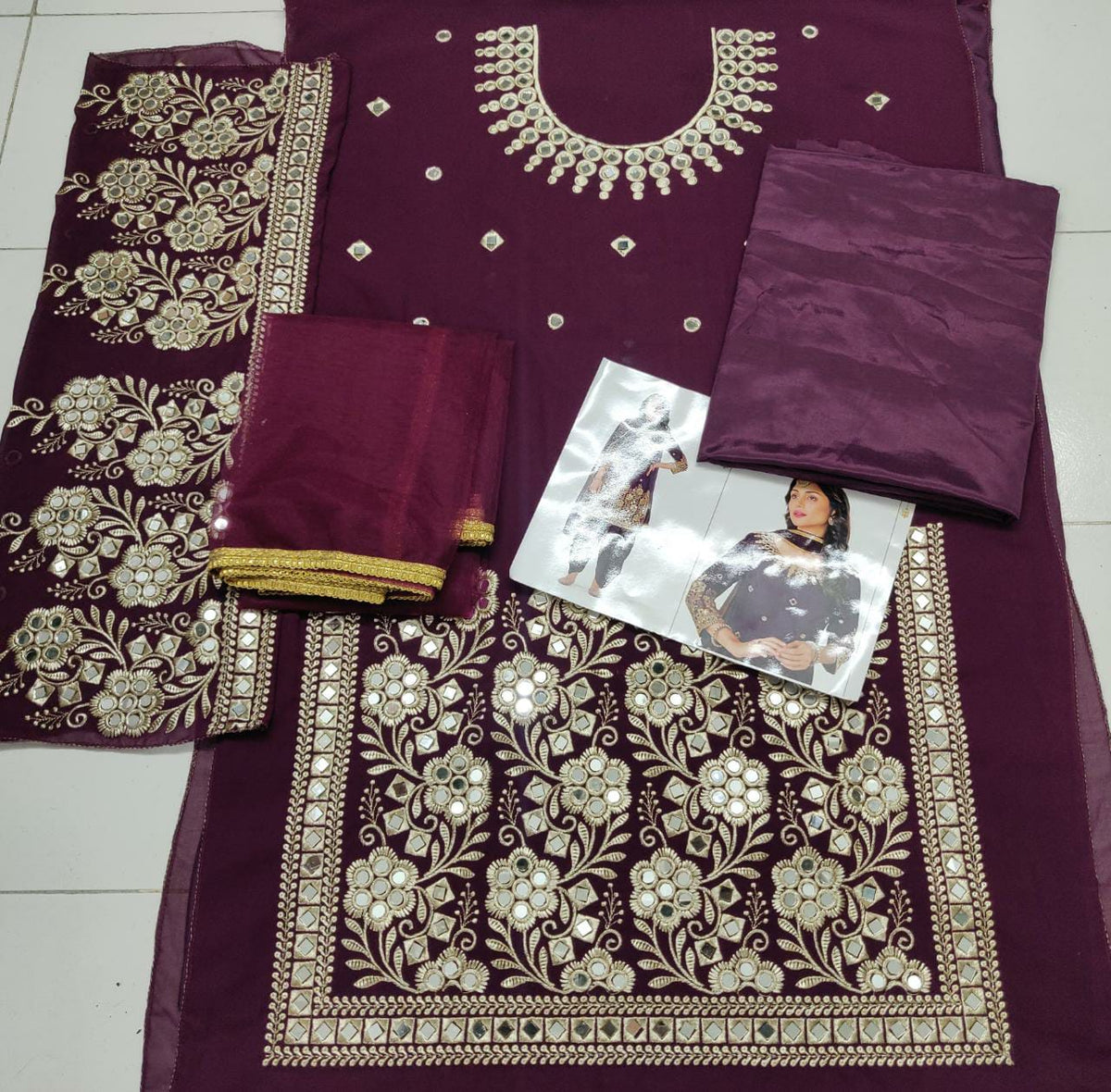 Purple faux Georgette Patiyala Salwar Suit - Joshindia