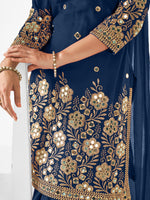 Blue faux Georgette Patiyala Salwar Suit - Joshindia