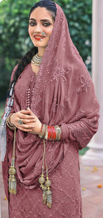 Pink colorFaux Georgette Foil Work Heavy Sharara Suit - Joshindia