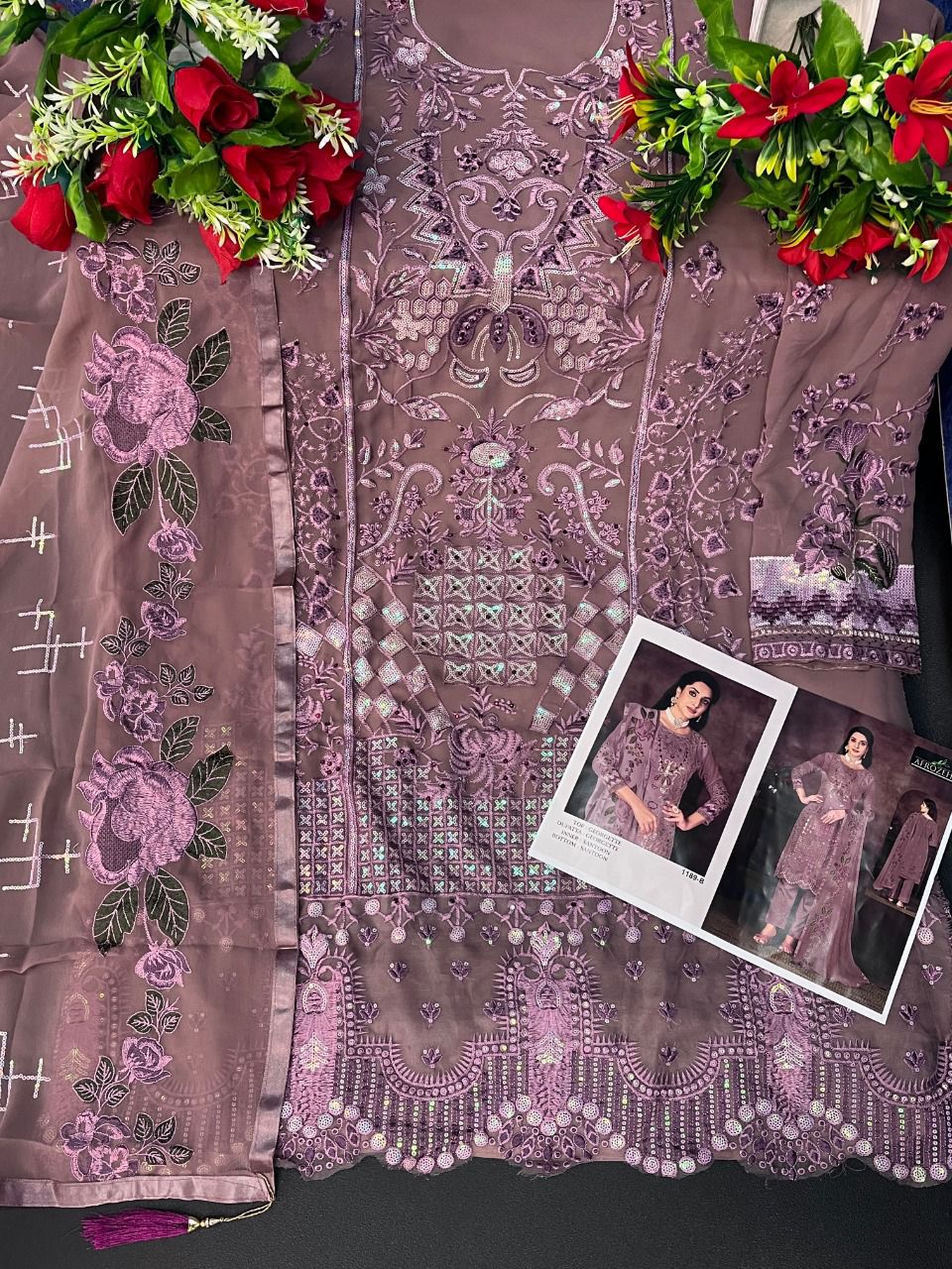 Coffee Color Faux Georgette Straight Salwar suit For Woman - Joshindia