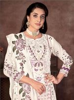 White Color Faux Georgette Straight Salwar suit For Woman - Joshindia