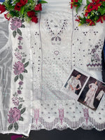 White Color Faux Georgette Straight Salwar suit For Woman - Joshindia