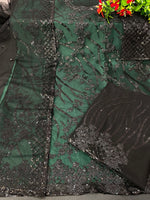 Green color Women Soft Net Embroidery Work Straight Salwar Suit - Joshindia