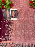 Peach Color Faux Georgette Soft Emboidery Work Straghit Suit - Joshindia
