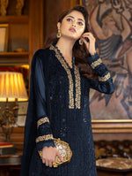 Blue Color Faux Georgette With Sequence Work Straight Salwar Suit - Joshindia